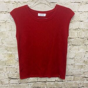 Calvin Klein Red Rubbed Sleeveless Sweater Vest